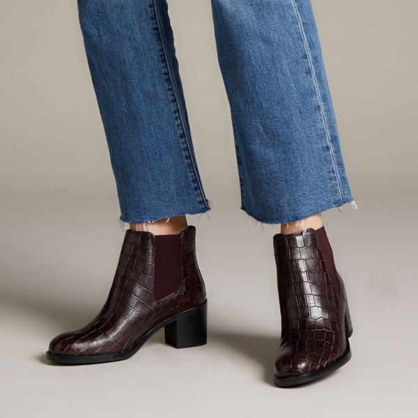 Clarks Womens Mascarpone Bay Ankle Boots Burgundy | UK-4279380